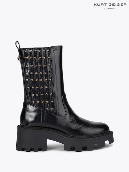 Kurt Geiger London Stud Chelsea Ankle Black Boots (Y13441) | £299