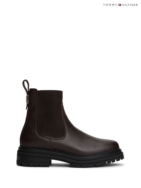 Tommy Hilfiger Brown Pebble Grain Leather Chelsea Boots (Y13741) | £170