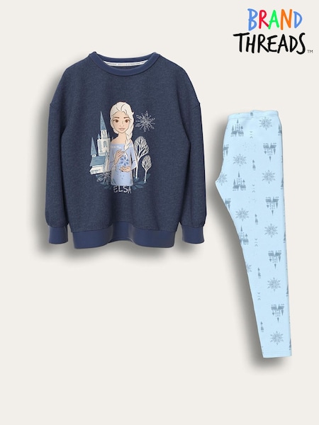 Brand Threads Blue Frozen Top and Leggings Set (Y13821) | £23