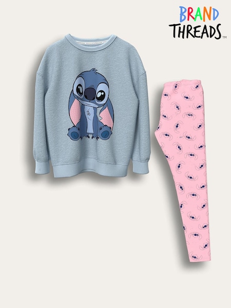 Brand Threads Blue Disney Stitch Top and Leggings Set (Y13822) | £26