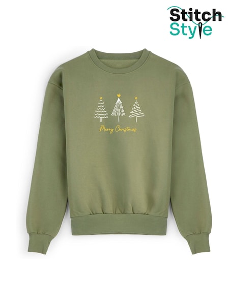 Personalised Unisex Christmas Tree Sweatshirt by Stitch Style (Y13979) | £41