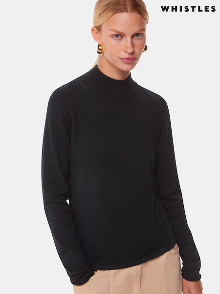 Whistles Black Mira Funnel Neck Knit Jumper (Y14019) | £39.50