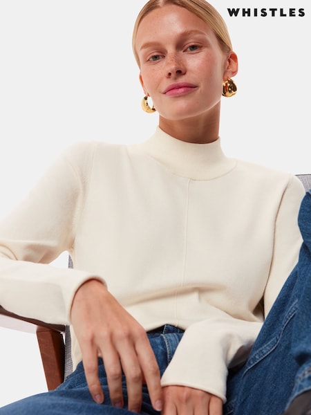Whistles White Mira Funnel Neck Knit Jumper (Y14022) | £39.50