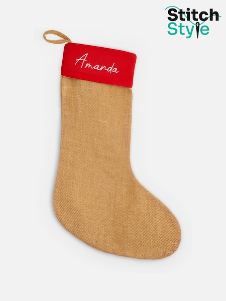 Personalised Christmas Jute Stockings by Stitchstyle. (Y14216) | £13