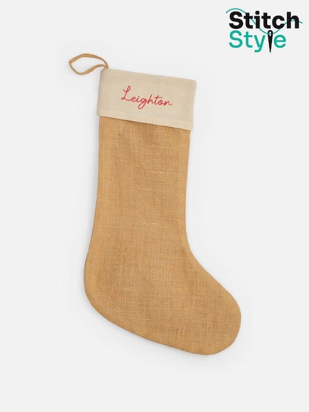 Personalised Christmas Jute Stockings by Stitchstyle. (Y14221) | £13