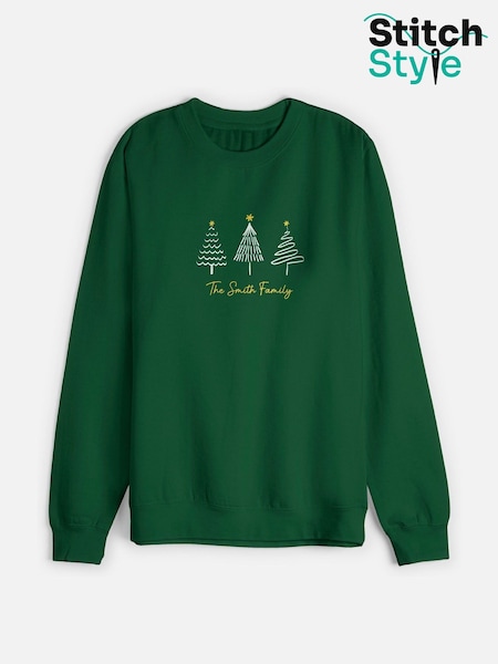 Personalised Unisex Christmas Tree Sweat Top by Stitch Style (Y14246) | £29