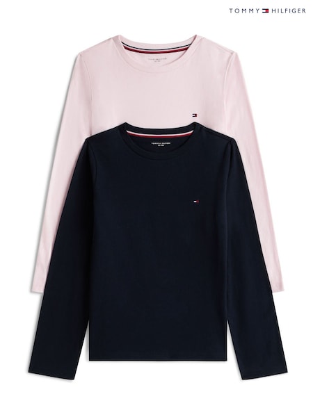 Tommy Hilfiger Blue 2 Pack Signature Long Sleeve T-Shirts (Y14277) | £34