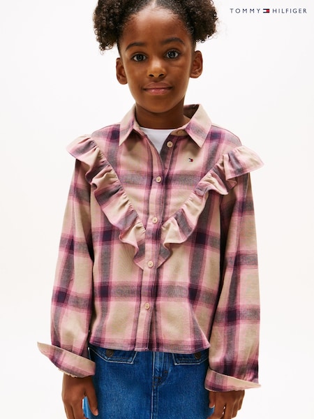 Tommy Hilfiger Brown Ruffle Relaxed Fit Blouse (Y14291) | £55 - £65