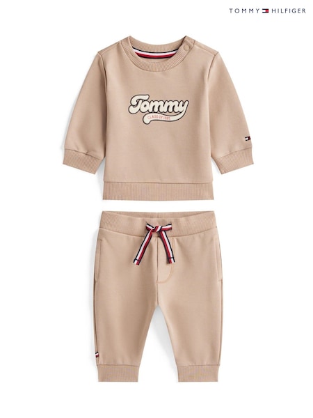 Tommy Hilfiger Brown Varsity Sweatshirt And Joggers Set (Y14330) | £75