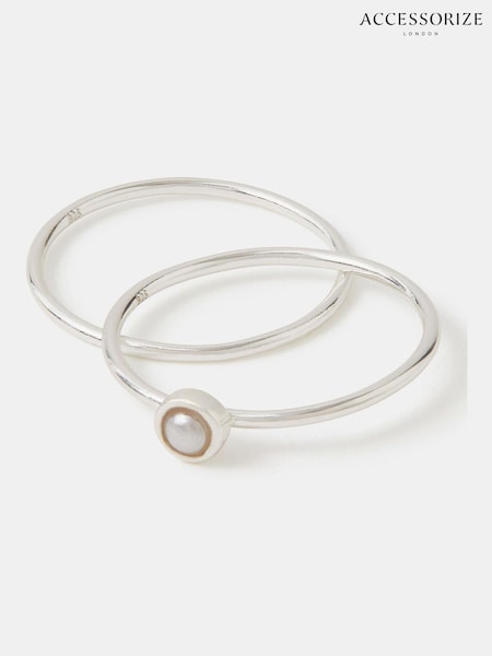 Accessorize 925 Sterling Silver Rings 2 Pack (Y14465) | £20