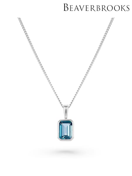 Beaverbrooks 9ct White Gold Blue Topaz Pendant (Y14537) | £425