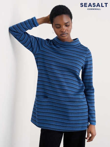 Seasalt Cornwall Blue Mawgan Porth Jacquard Jersey Tunic (Y14643) | £66