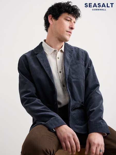 Seasalt Cornwall Grey Mens Plantsman Cord Blazer (Y14670) | £120
