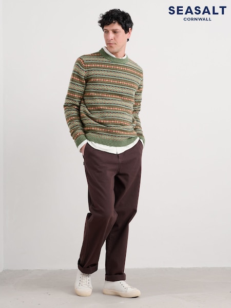 Seasalt Cornwall Green Mens Carracks Fair Isle Jumper (Y14672) | £100