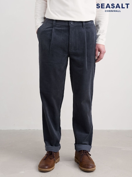 Seasalt Cornwall Grey Mens Yeoman Relaxed Tapered Cord Trousers (Y14673) | £80