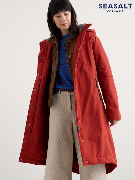 Seasalt Cornwall Orange Petite Janelle Waterproof Raincoat (Y14678) | £180