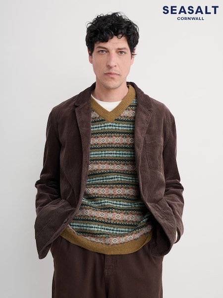 Seasalt Cornwall Brown Mens Plantsman Cord Blazer (Y14684) | £120
