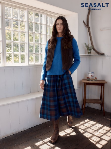 Seasalt Cornwall Blue Dream Cord Midi Skirt (Y14696) | £70
