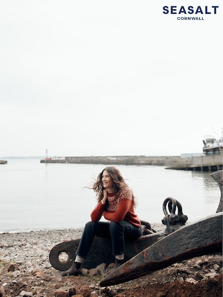 Seasalt Cornwall Red Port Kinnis Fair Isle Jumper With Merino (Y14698) | £86