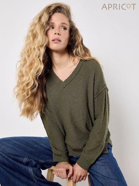 Apricot Green Slub V-Neck Lightweight Jumper (Y14712) | £40