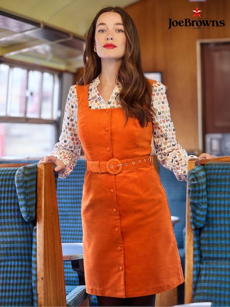Joe Browns Orange Autumn Cord Pinafore (Y14798) | £58