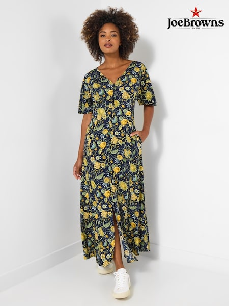 Joe Browns Blue Autumn Floral Button Through Maxi Dress (Y14805) | £70