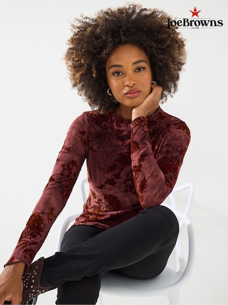 Joe Browns Brown Flocked Floral Slim Fit Top (Y14806) | £50