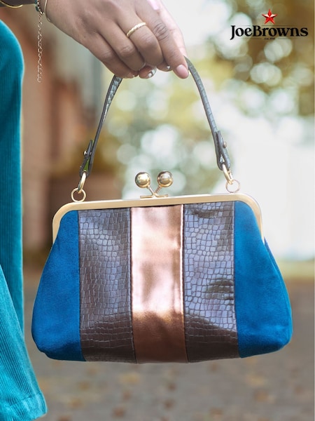 Joe Browns Brown Faux Crocodile Bag with Blue & Bronze Stripes (Y14807) | £50