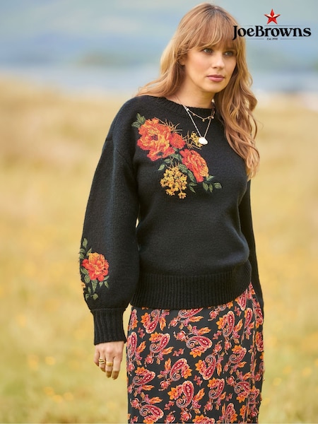Joe Browns Black Floral Embroidered Jumper (Y14827) | £60