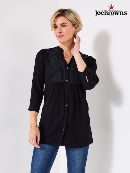 Black Crinkle Lace Blouse (Y14847) | £45