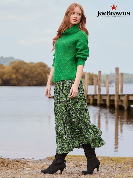 Joe Browns Green Floral Tiered Maxi Skirt (Y14855) | £60