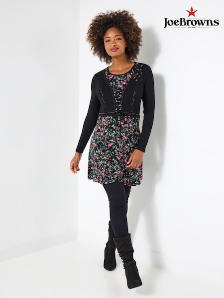 Joe Browns Black Mock Cardigan Tunic Top (Y14873) | £55