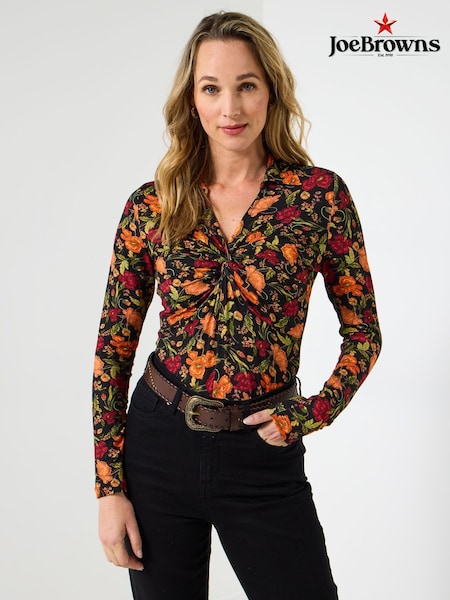 Joe Browns Orange Floral Twist Front Blouse (Y14874) | £45