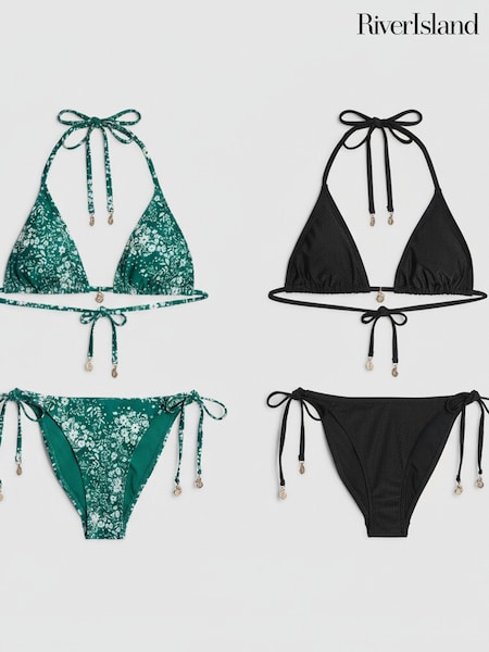 River Island Black/Green. 2 Pack Bikini Set (Y14891) | £59