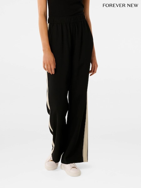 Forever New Black Aleyna Side Striped Wide Leg Joggers (Y14915) | £50