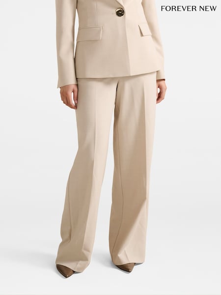 Forever New Cream Lulu Wide Leg Trousers (Y14916) | £60