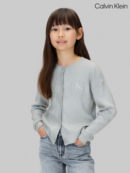 Calvin Klein Silver Coated Cardigan Jumper (Y15008) | £90