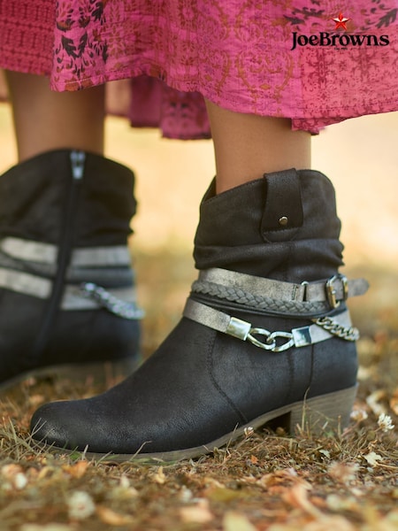 Joe Browns Black Painted Rope Detail Embellished Boots (Y15082) | £70