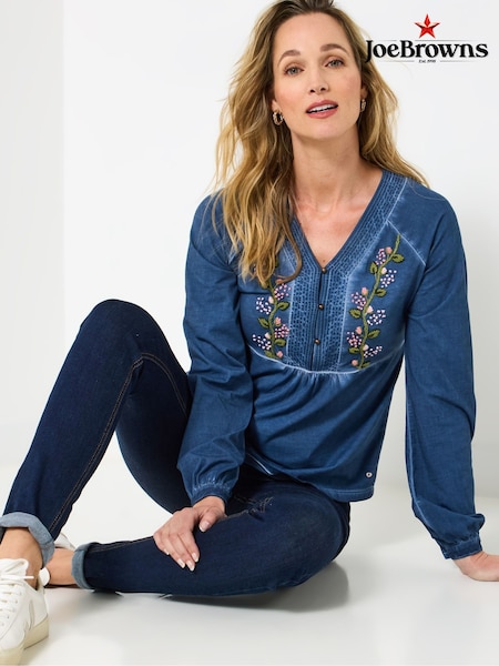 Joe Browns Blue Printed Henley blouse (Y15129) | £55