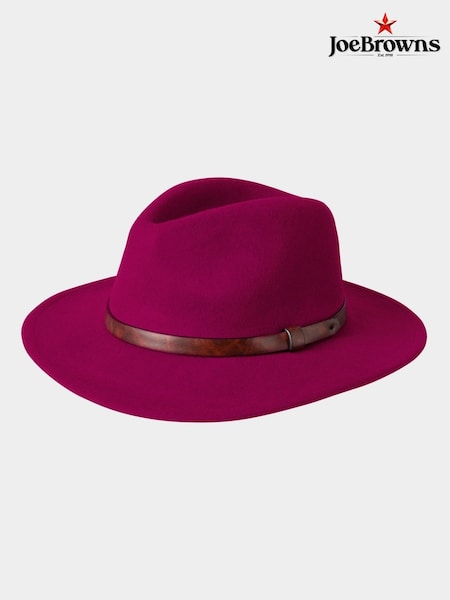 Joe Browns Red Wool Fedora Hat with Brown Pleather Brim (Y15177) | £45