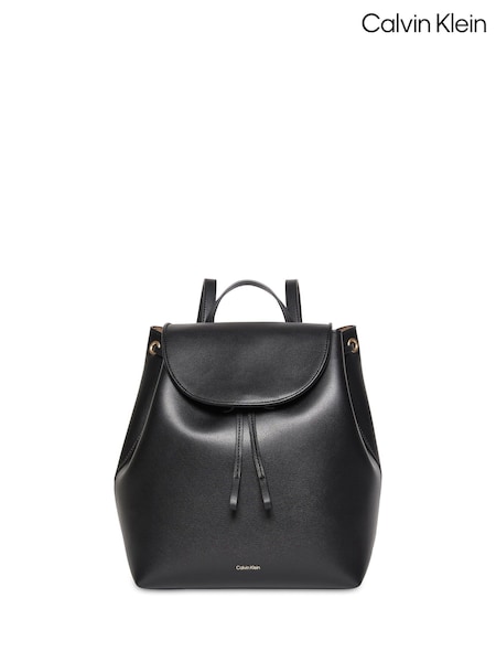 Calvin Klein Black Foil Logo Flap Backpack (Y15228) | £130