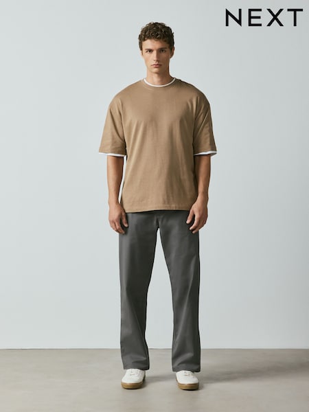 Dark Grey - Relaxed Fit Cotton Rich Stretch Chinos