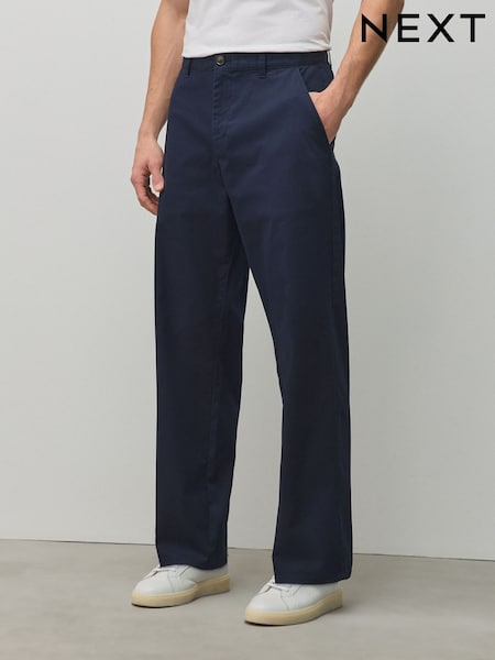 Navy - Relaxed Fit Cotton Rich Stretch Chinos