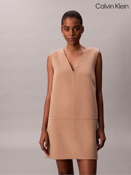 Brown Double Face Wool Dress (Y15326) | £160