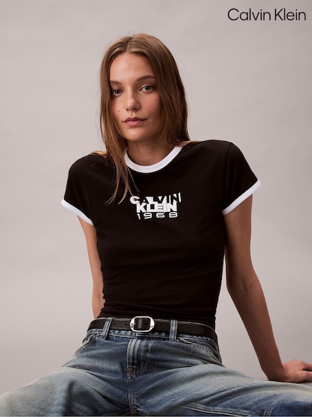 Calvin Klein Black 1968 Logo Graphic Baby T-Shirt (Y15327) | £40