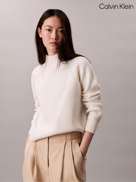 Calvin Klein Brown Neutral Soft Ribbed Knit Jumper (Y15354) | £100