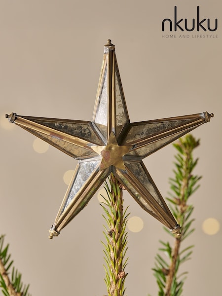 Nkuku Brass Bakara Star Christmas Tree Topper (Y15366) | £35