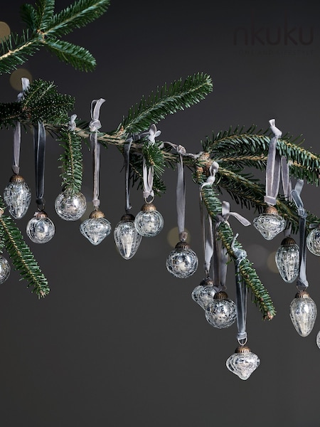 Nkuku Set of 16 Silver Adisa Christmas Baubles Jar (Y15368) | £40