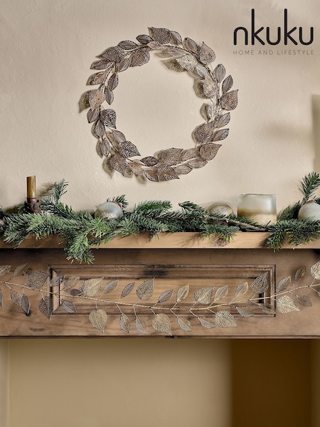 Nkuku Antique Brass Charita Christmas Wreath (Y15373) | £45