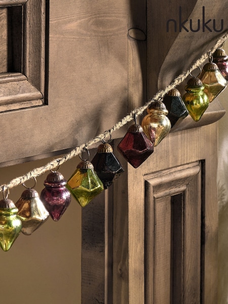 Nkuku Mixed Ekiti Bauble Christmas Garland (Y15389) | £45